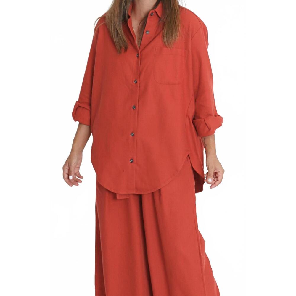 NEW COSSAC wide button-down shirt in rust
